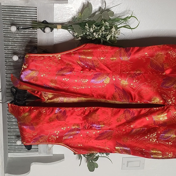 Kim fashion vintage XXL oriental cheongsam embroidered slit dress with neckline - Picture 8 of 9